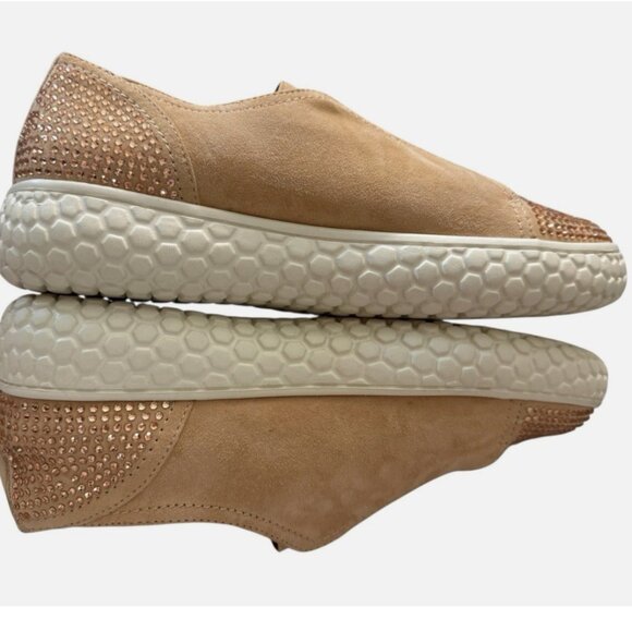 L'Amour Des Pieds Leather Zarrial Bedazzled Rose Gold Slip On Sneakers 8M - Picture 7 of 9